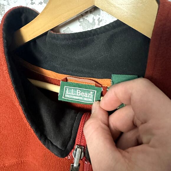 L.L. Bean Zip Up Fleece Size XL Orange Y2K Era Hiking Climbing - Picture 4 of 6